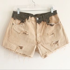 Vintage Levi’s Overdyed Distressed Bleached Jean Short 16” Flat